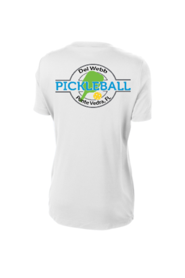 DEL WEBB WOMENS LST353 COMPETITOR V NECK TEE LOGO ON FRONT AND BACK - Image 2