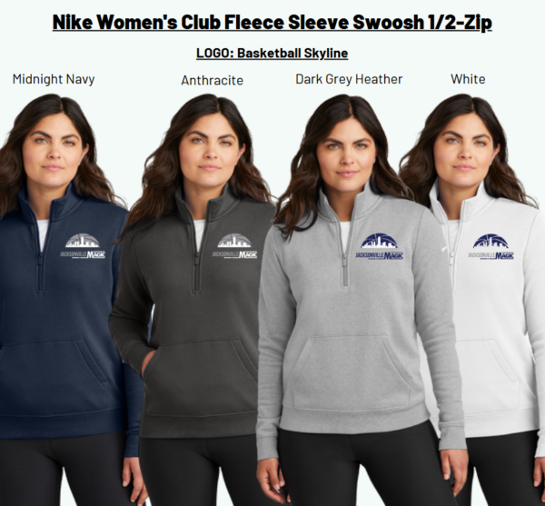 Nike Women's Club Fleece Sleeve Swoosh 1/2-Zip Jacksonville Magic