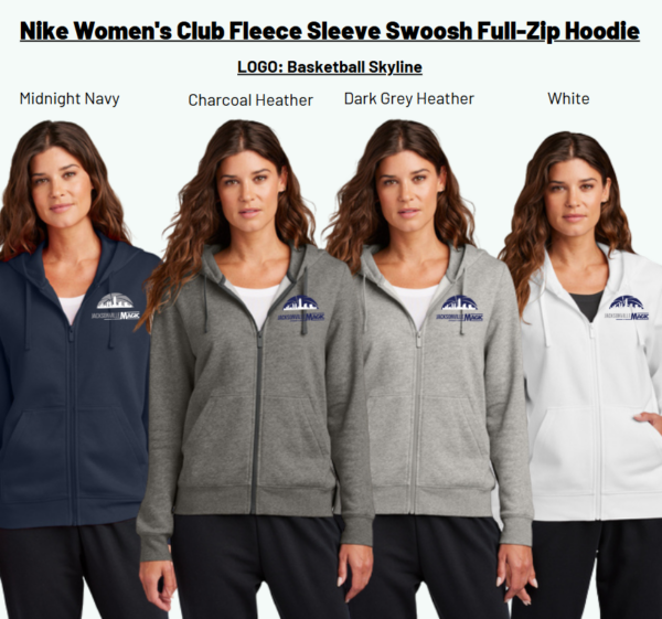 Nike Women's Club Fleece Sleeve Swoosh Full-Zip Hoodie Jacksonville Magic
