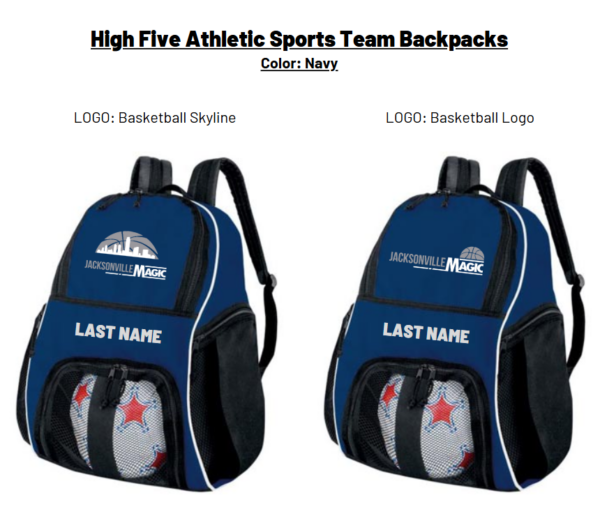 High Five Athletic Sports Team Backpacks Jacksonville Magic