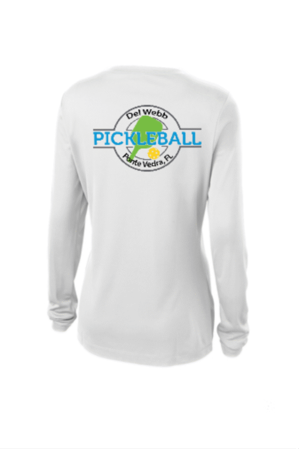 DEL WEBB WOMENS LST353 LONG SLEEVE TEE SILK SCREENED LOGO FRONT AND BACK