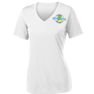 DEL WEBB WOMENS LST353 COMPETITOR V NECK TEE LOGO ON FRONT AND BACK